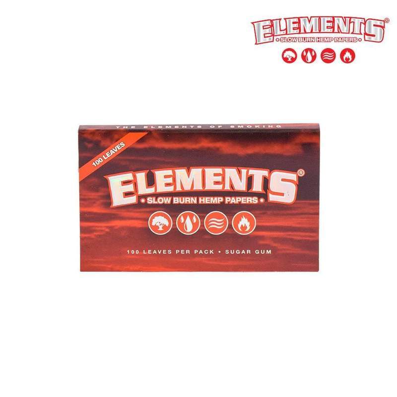 Rolling Papers ELEMENTS Red Single Wide, Slow Burning Hemp Papers