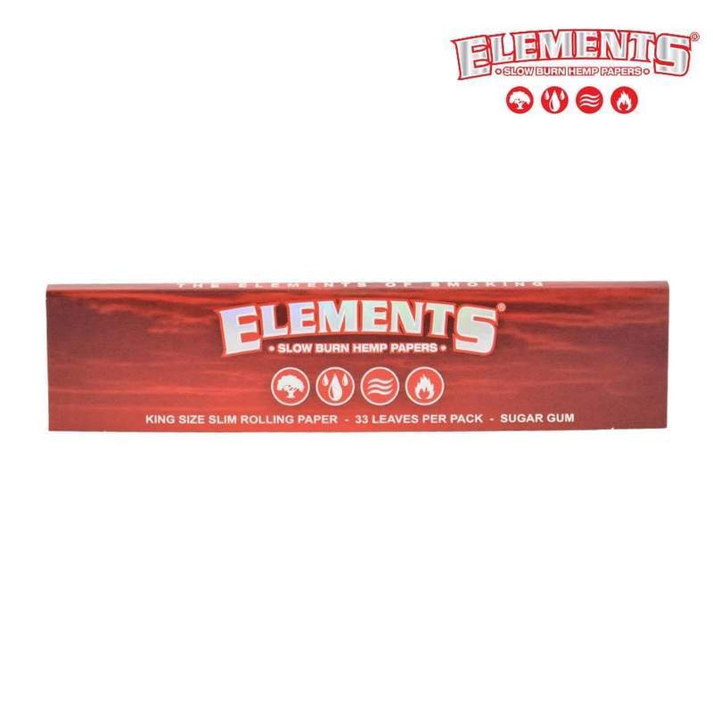 Rolling Papers ELEMENTS Red King Size Slim, Slow Burning Hemp Rolling Papers