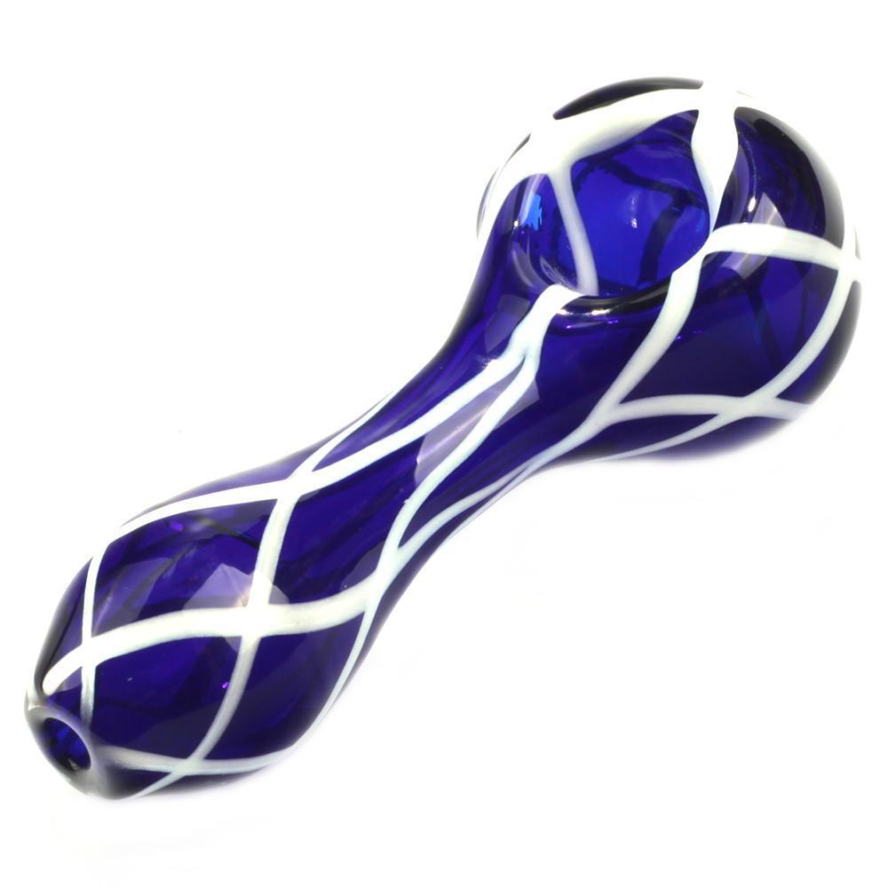 glass pipes Handmade Blue Glass Pipe with White Stripes