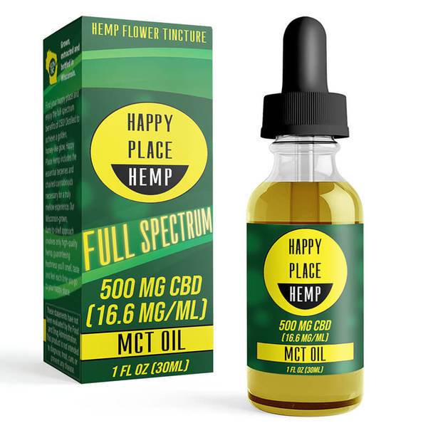 CBD Tinctures Happy Place Hemp - CBD Tincture - Full Spectrum MCT Oil - 500mg-1000mg