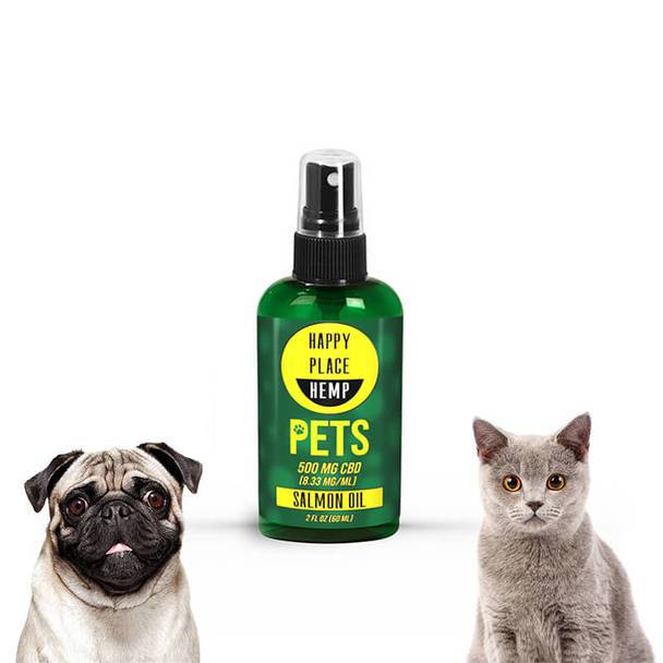 Cbd For Pets Happy Place Hemp - CBD Pet Tincture Spray - Salmon Oil - 500mg