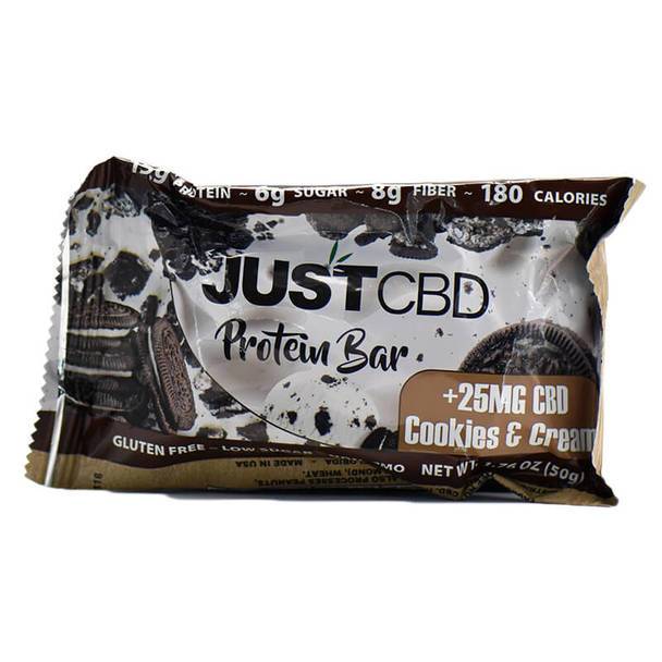 CBD Edibles JustCBD - CBD Edible - Cookies and Cream Protein Bar - 25mg
