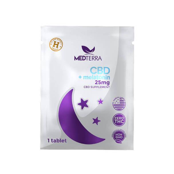CBD Capsules Medterra - CBD Tablets - Melatonin Sleep On The Go Packs - 25mg
