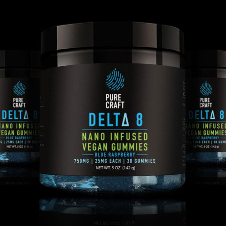 NANO DELTA 8 INFUSED BLUE RASPBERRY VEGAN GUMMIES 3-PACK