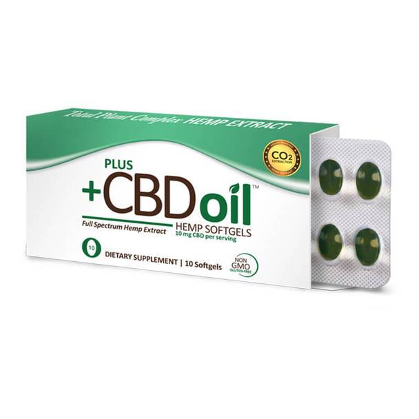 CBD Capsules PlusCBD Oil - CBD Softgels - Green Blend Full Spectrum - 10mg