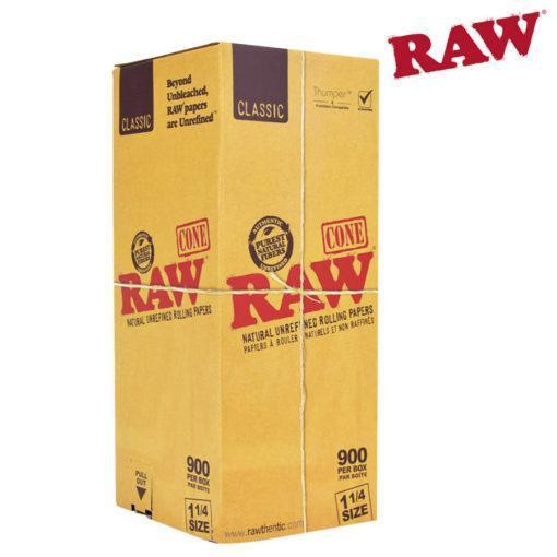 Pre Rolled RAW Classic Pre-Rolled 1 1/4 Cones Bulk 900 in a Box