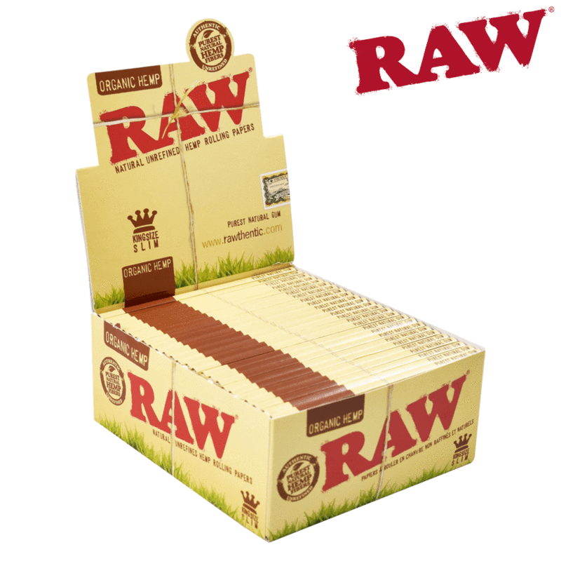 Rolling papers RAW Organic Natural Unrefined Hemp Rolling Papers, King Size Slim