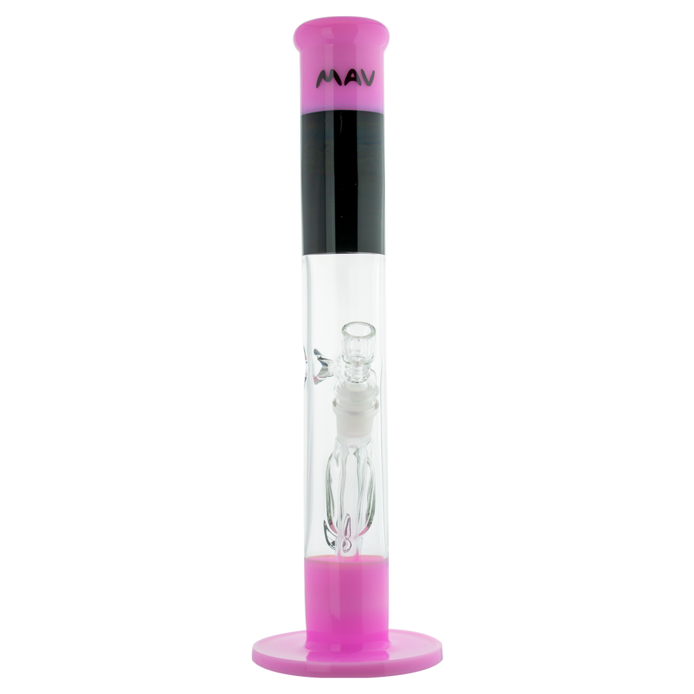 Beaker bongs 15" x 5mm Straight pink and black Tube