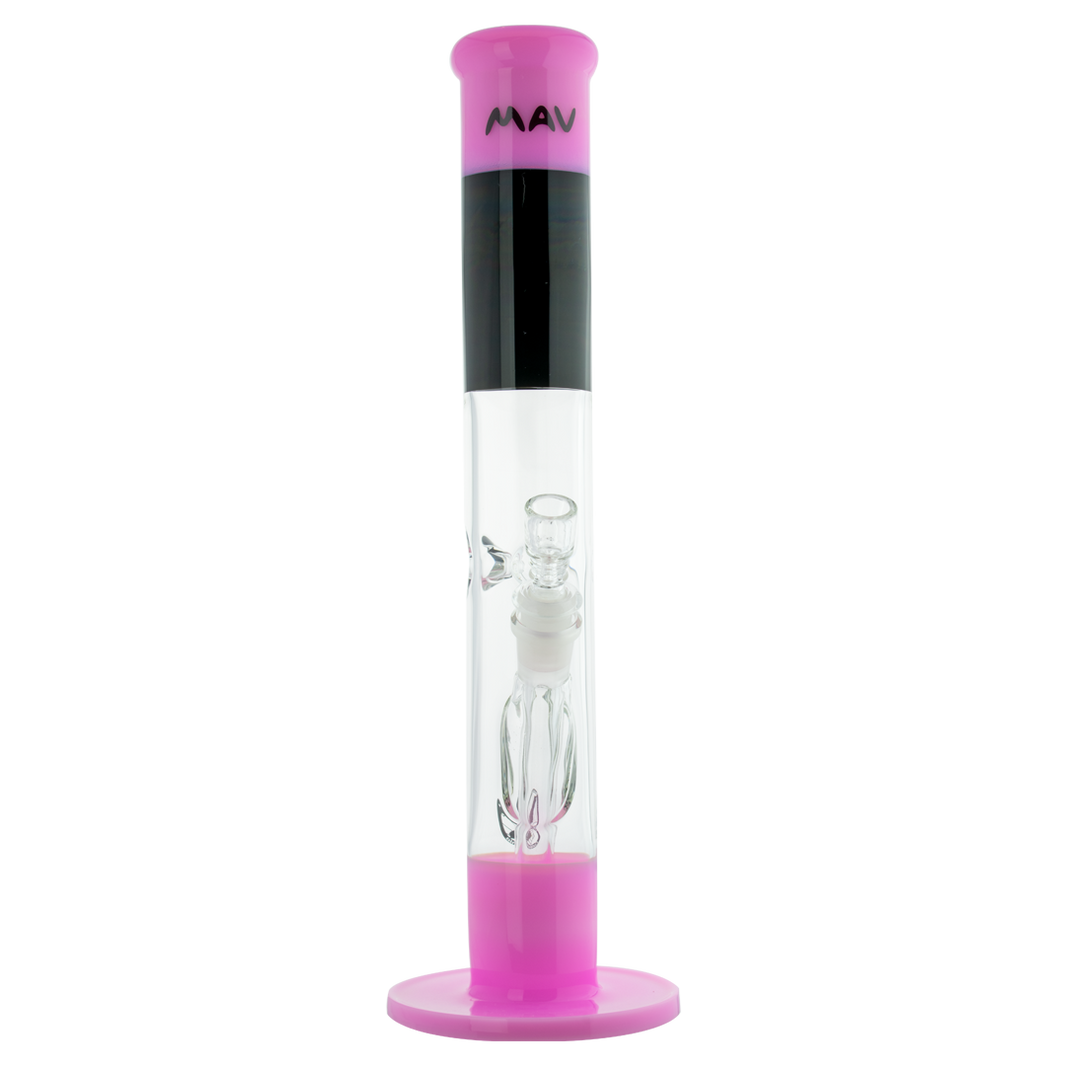 Beaker bongs 15" x 5mm Straight pink and black Tube