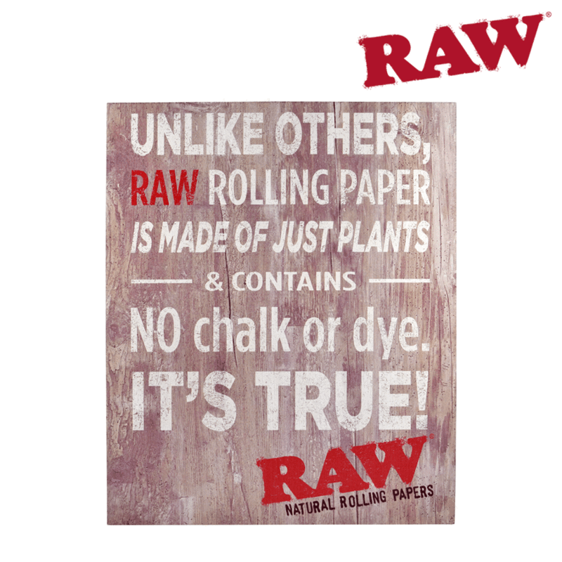Rolling papers RAW u201cNo Chalku201d Wooden Sign