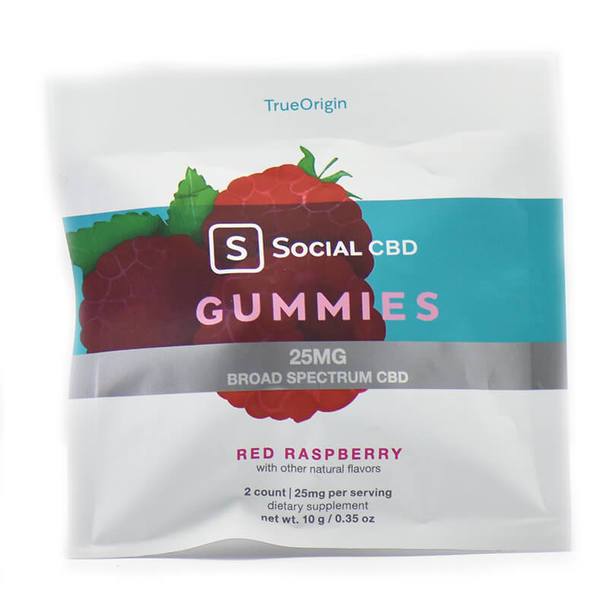 CBD Edibles Social CBD - CBD Edible - Broad Spectrum Red Raspberry Gummies - 12.5mg