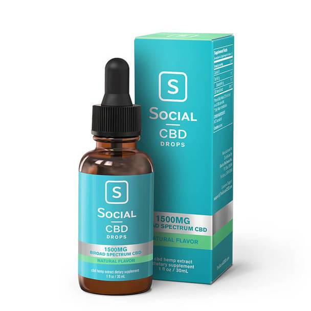 CBD Tinctures Social - CBD Tincture - Broad Spectrum Drops Natural - 375mg-1500mg