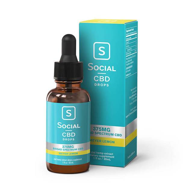 CBD Tinctures Social - CBD Tincture - Broad Spectrum Drops Meyer Lemon - 375mg-1500mg