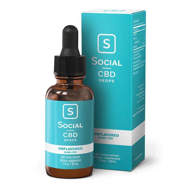 CBD Tinctures Social - CBD Tincture - Unflavored Drops - 250mg-2000mg