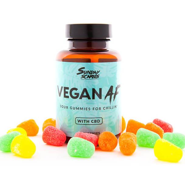 CBD Edibles Sunday Scaries - CBD Edible - Broad Spectrum Vegan AF Gummies w/Vitamins B12 & D3 - 10mg