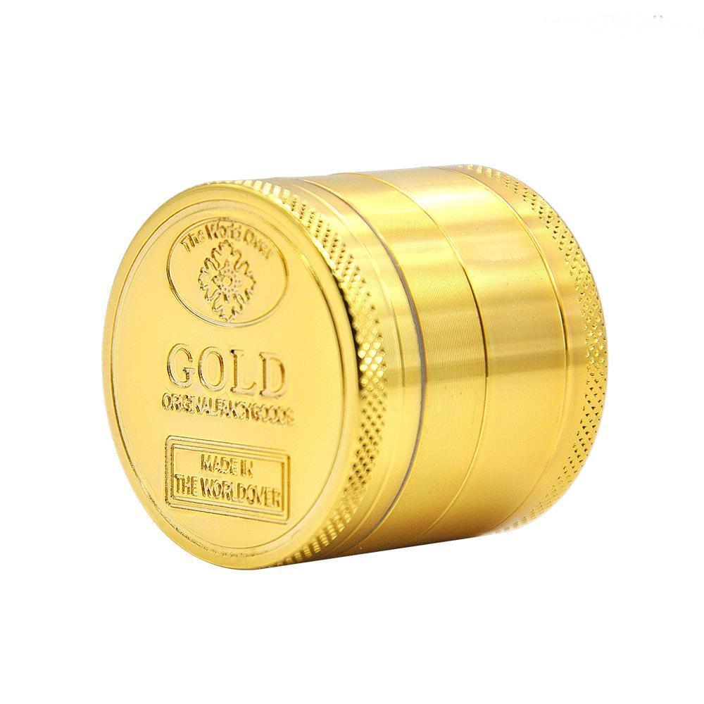 Bong Attachments "GOLD" Coin Design 39mm Zinc Alloy 4 Layer Herb Grinder