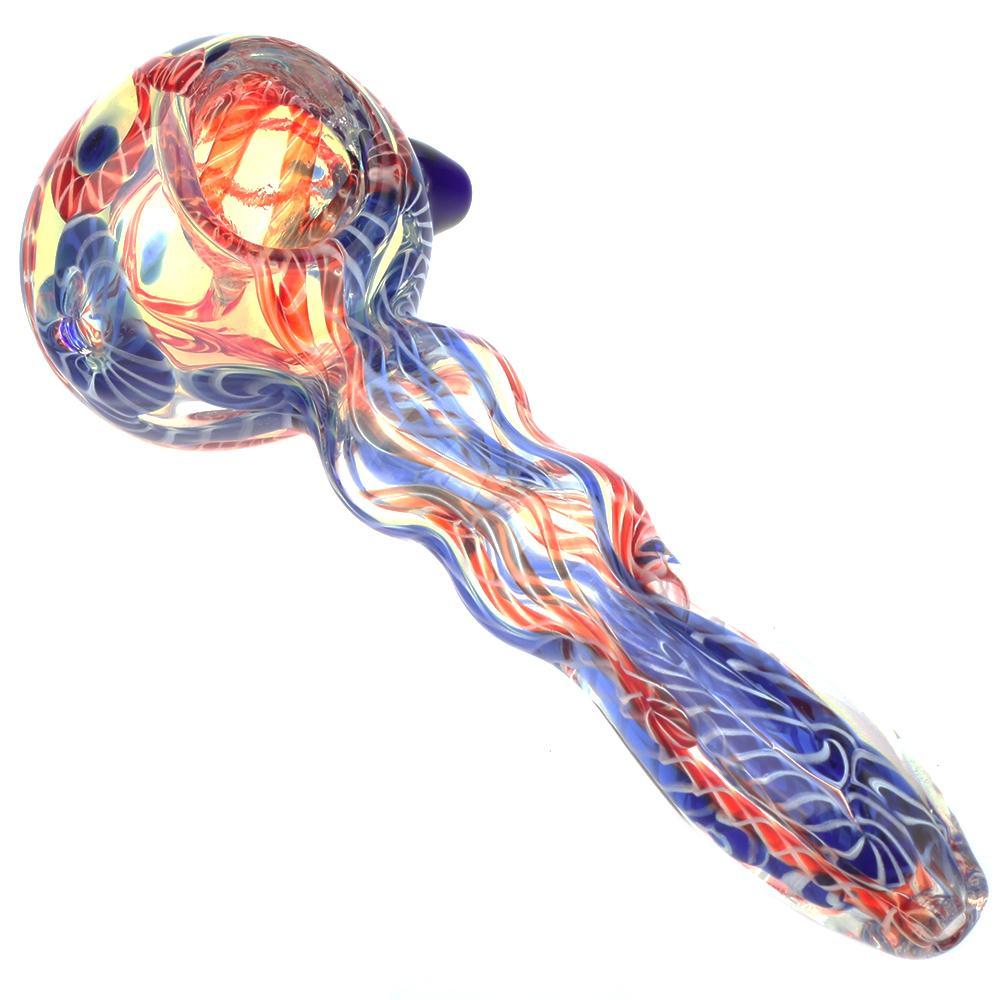 glass pipes 4.5" Fumed Glass Milli Spoon Pipe w/ Mini Maria Rings