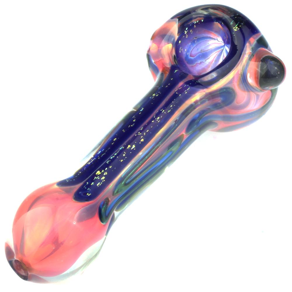 glass pipes Fumed Purple Color Changing Glass Spoon Pipe w/ Glass Marble